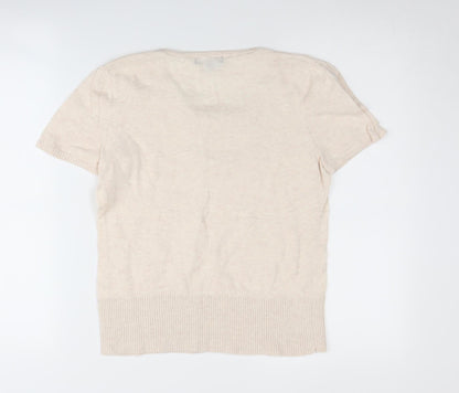 David Emanuel Women's Beige Short Sleeve Pullover Jumper - Size 12