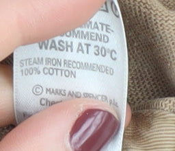 Marks and Spencer Men's Beige Cotton Polo, M