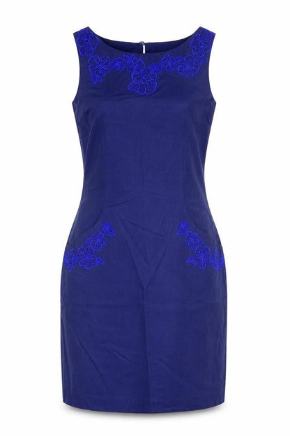 Coast Women's Blue Embroidered Sheath Dress Size 10