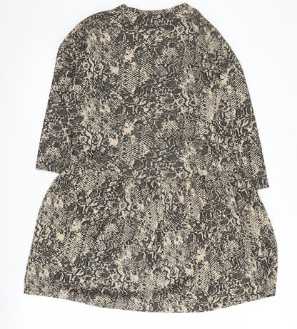 Zara Women's Beige Animal Print Shift Dress S