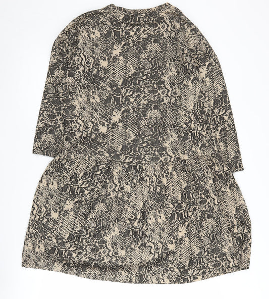 Zara Women's Beige Animal Print Shift Dress S