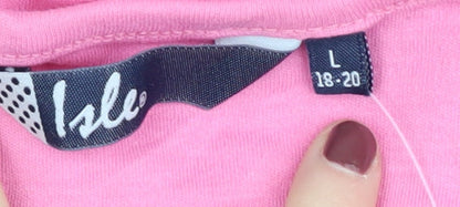 Isle Women's Pink Cotton T-Shirt, L, Crew Neck