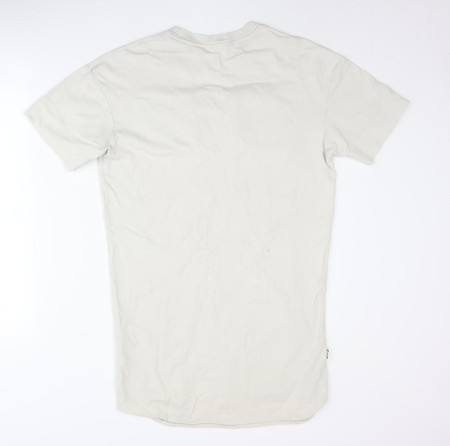 Nike Men's Beige Cotton T-Shirt S - NSW Logo Crew Neck