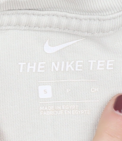 Nike Men's Beige Cotton T-Shirt S - NSW Logo Crew Neck