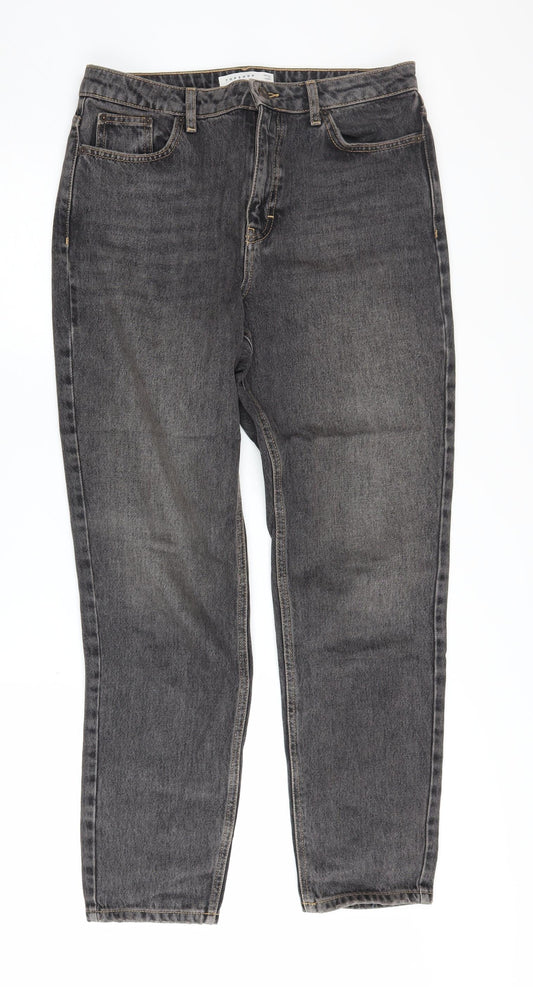 Topshop Women's Mom Jeans Black L