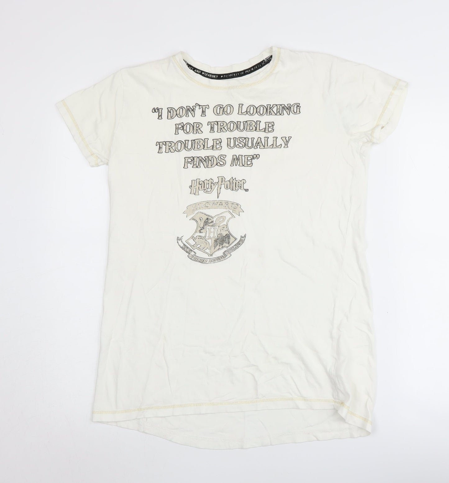 Womens UK Size 8 Harry Potter Ivory Basic T-Shirt