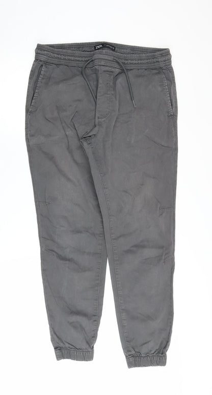 Zara Men's Grey Jogger Trousers L, Casual Style