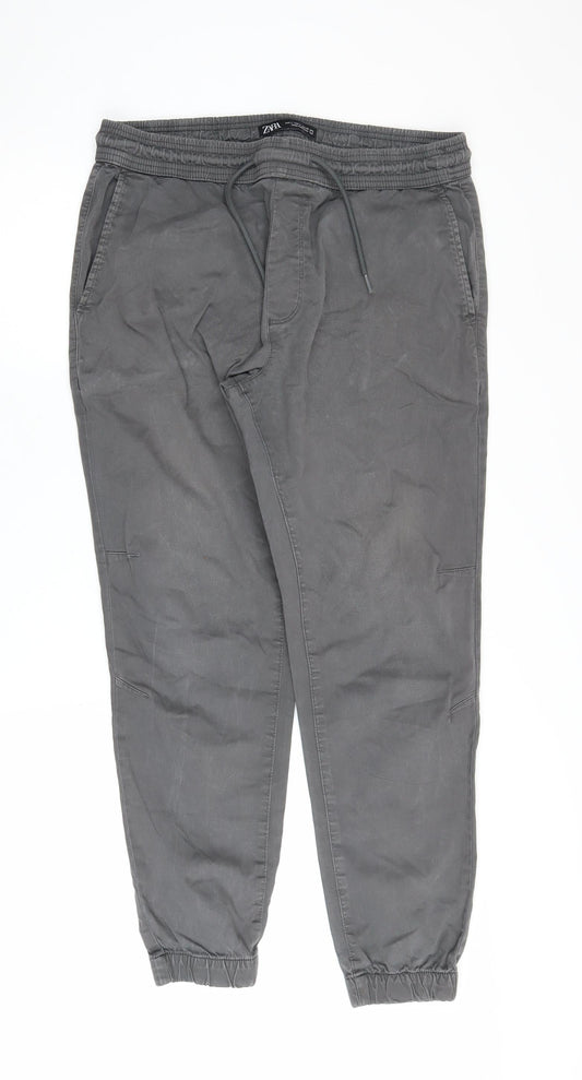 Zara Men's Grey Jogger Trousers L, Casual Style