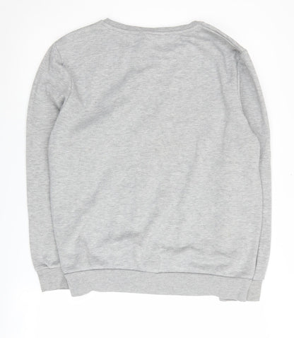 Back view of Disney Grey Pullover Sweatshirt, size L, Christmas Theme