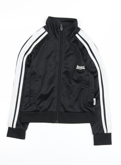 Lonsdale Boys Black Track Jacket Size 7-8 Years Collared