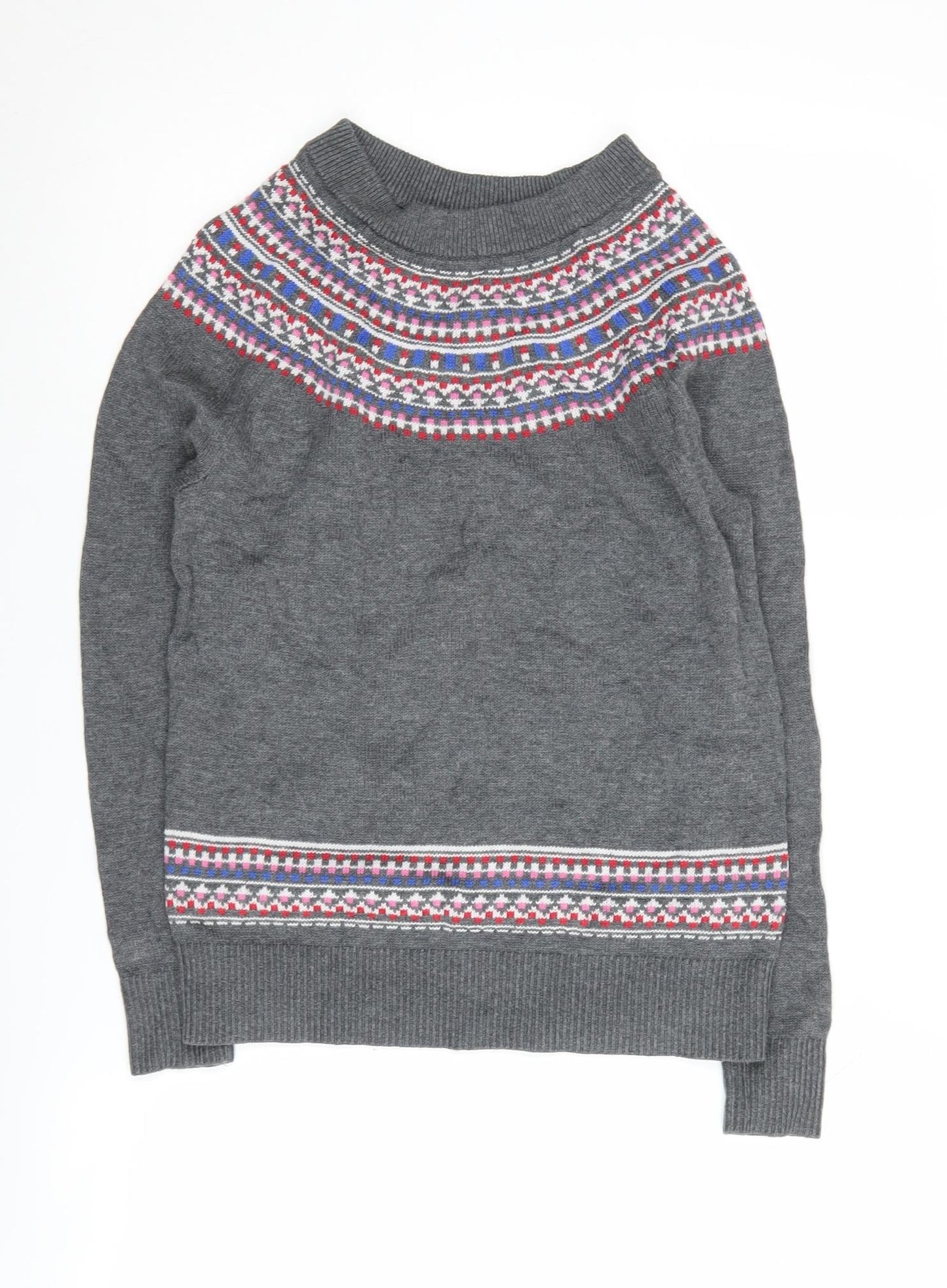 Gap Women's Grey Fair Isle Pullover Jumper XS