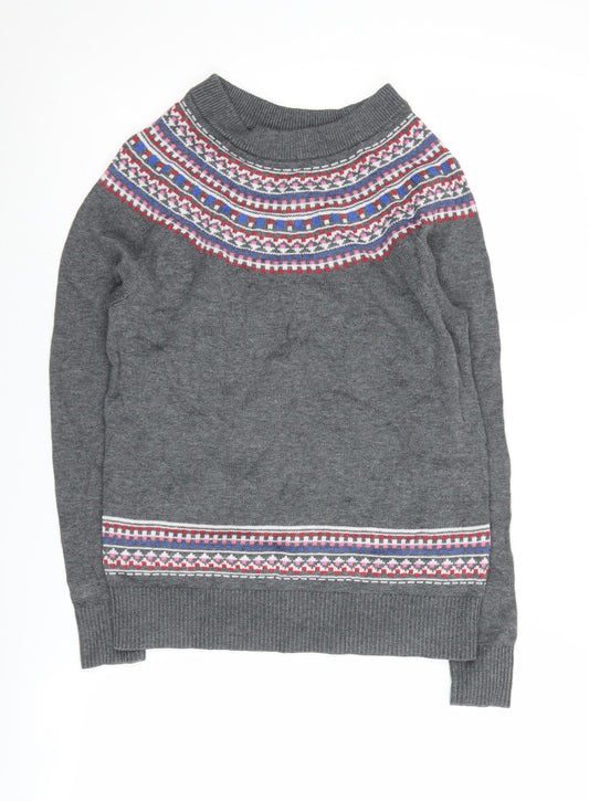 Gap Women's Grey Fair Isle Pullover Jumper XS