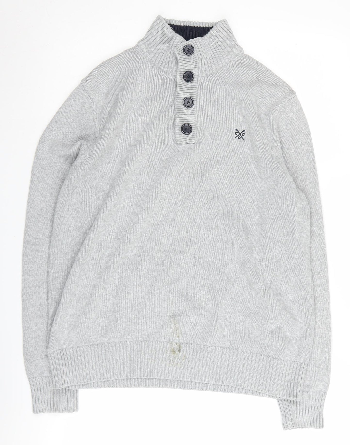 Crew Clothing Co. Men's Grey Henley Jumper, M