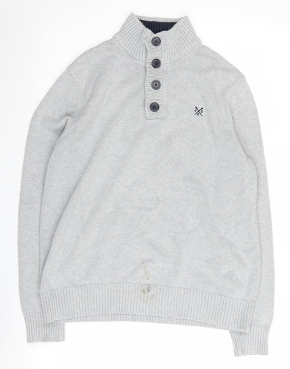 Crew Clothing Co. Men's Grey Henley Jumper, M