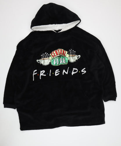 Friends Unisex Black Fleece Hooded Robe - One Size