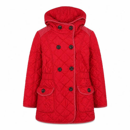Next Girls Red Quilted Coat 9-10 Yrs Hooded Lined