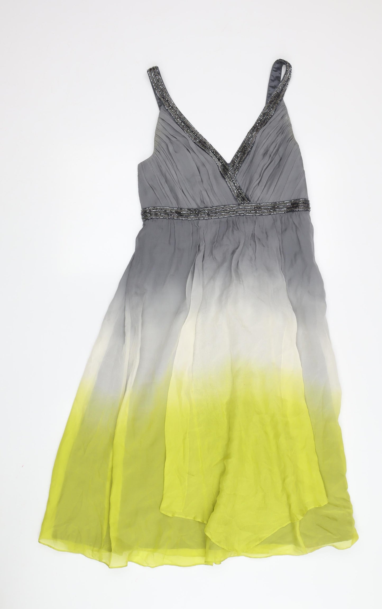 Monsoon Women's Grey Silk A-Line Dress Size 8