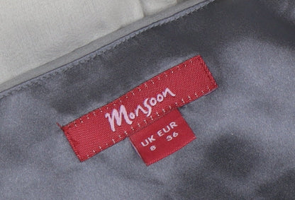 Monsoon Women's Grey Silk A-Line Dress Size 8