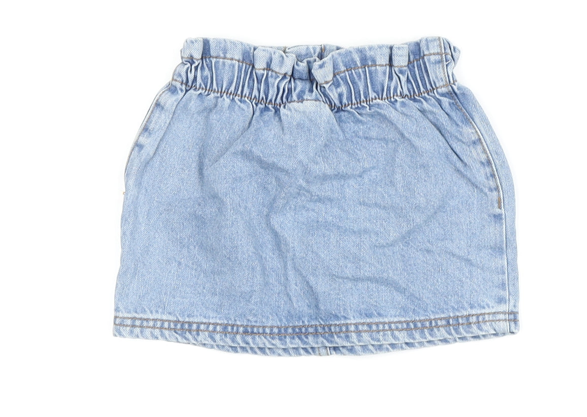 Peppa Pig Girls Blue Mini Skirt, 12-18 Months, Denim Embroidered