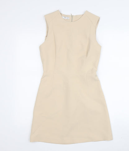 MNG Women's Beige Sheath Dress XS Knee Length