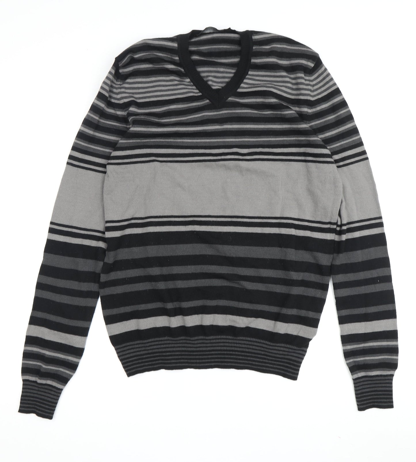 Calvin Klein Jeans Men's Black XL V-Neck Striped Jumper