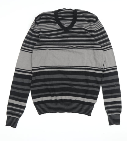 Calvin Klein Jeans Men's Black XL V-Neck Striped Jumper