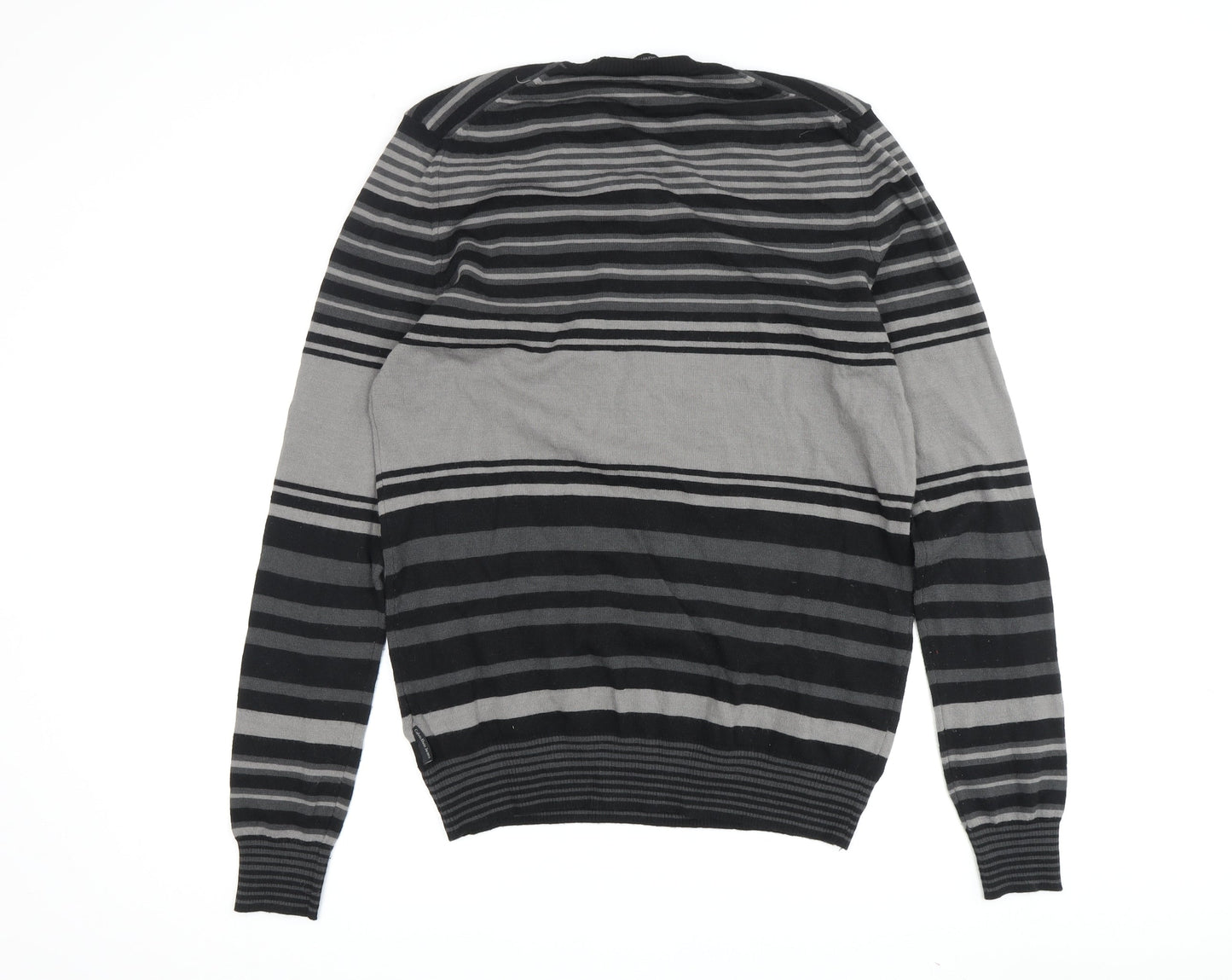 Calvin Klein Jeans Men's Black XL V-Neck Striped Jumper