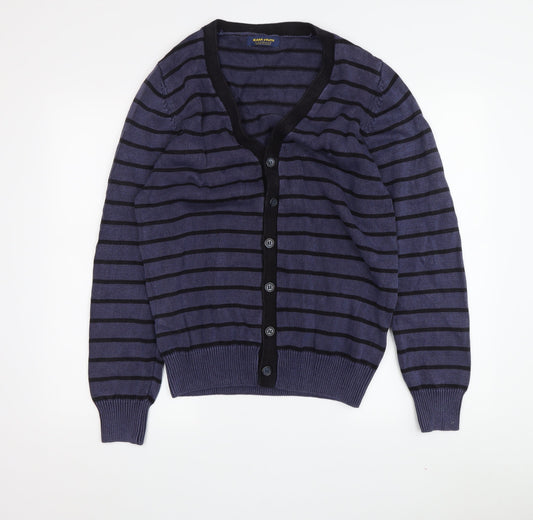 Zara Boys Blue Striped Cardigan, Size 10, V-Neck, Cotton