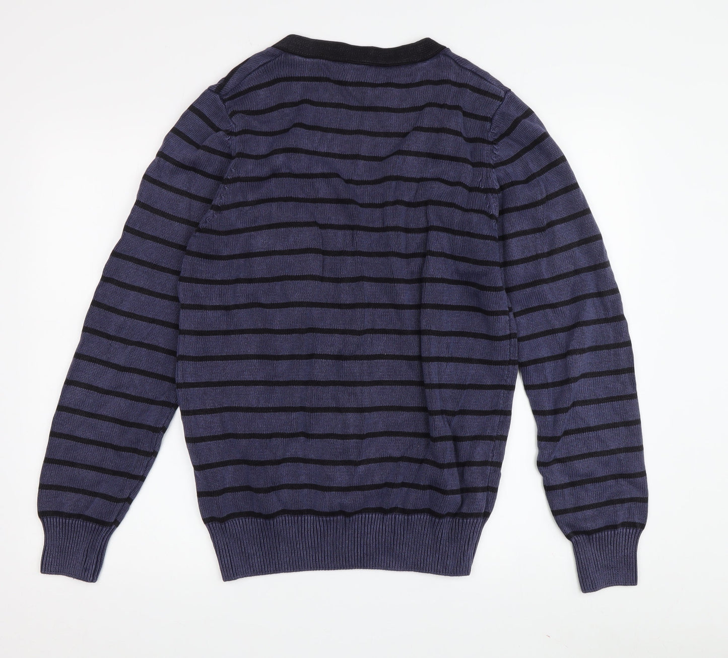 Zara Boys Blue Striped Cardigan, Size 10, V-Neck, Cotton