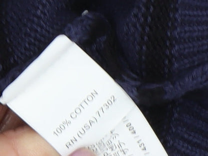 Zara Boys Blue Striped Cardigan, Size 10, V-Neck, Cotton