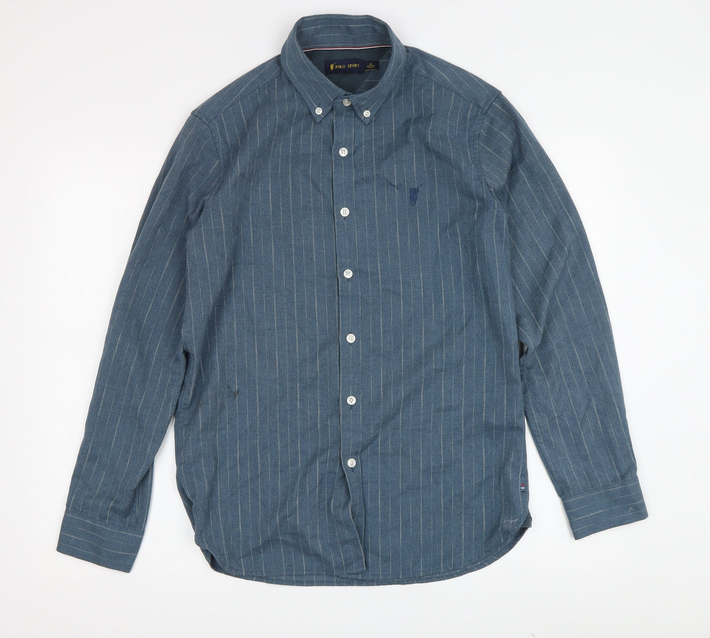 Polo Sport Men's Blue Striped Button-Up Shirt M