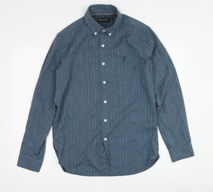 Polo Sport Men's Blue Striped Button-Up Shirt M