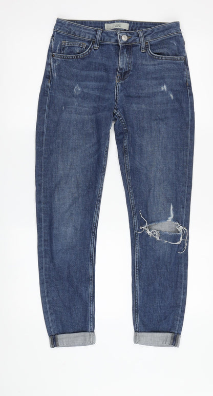 Topshop Women's Blue Boyfriend Jeans UK 7 Slim