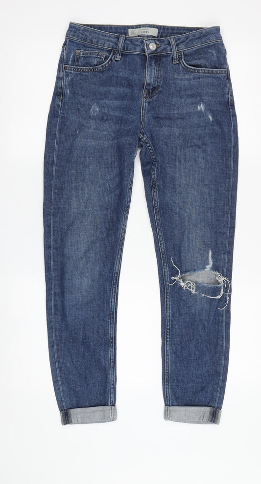 Topshop Women's Blue Boyfriend Jeans UK 7 Slim