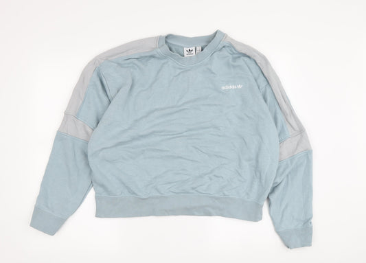 Adidas Unisex Blue Crew Neck Pullover Sweatshirt - Size 14