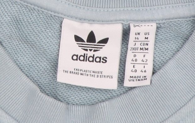 Adidas Unisex Blue Crew Neck Pullover Sweatshirt - Size 14