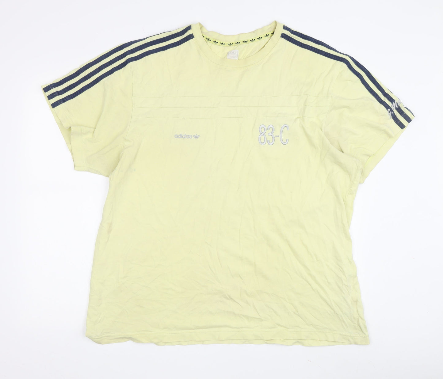adidas Men's Yellow XL Crew Neck T-Shirt with Logo