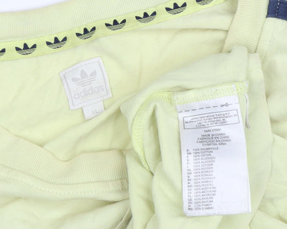 adidas Men's Yellow XL Crew Neck T-Shirt with Logo