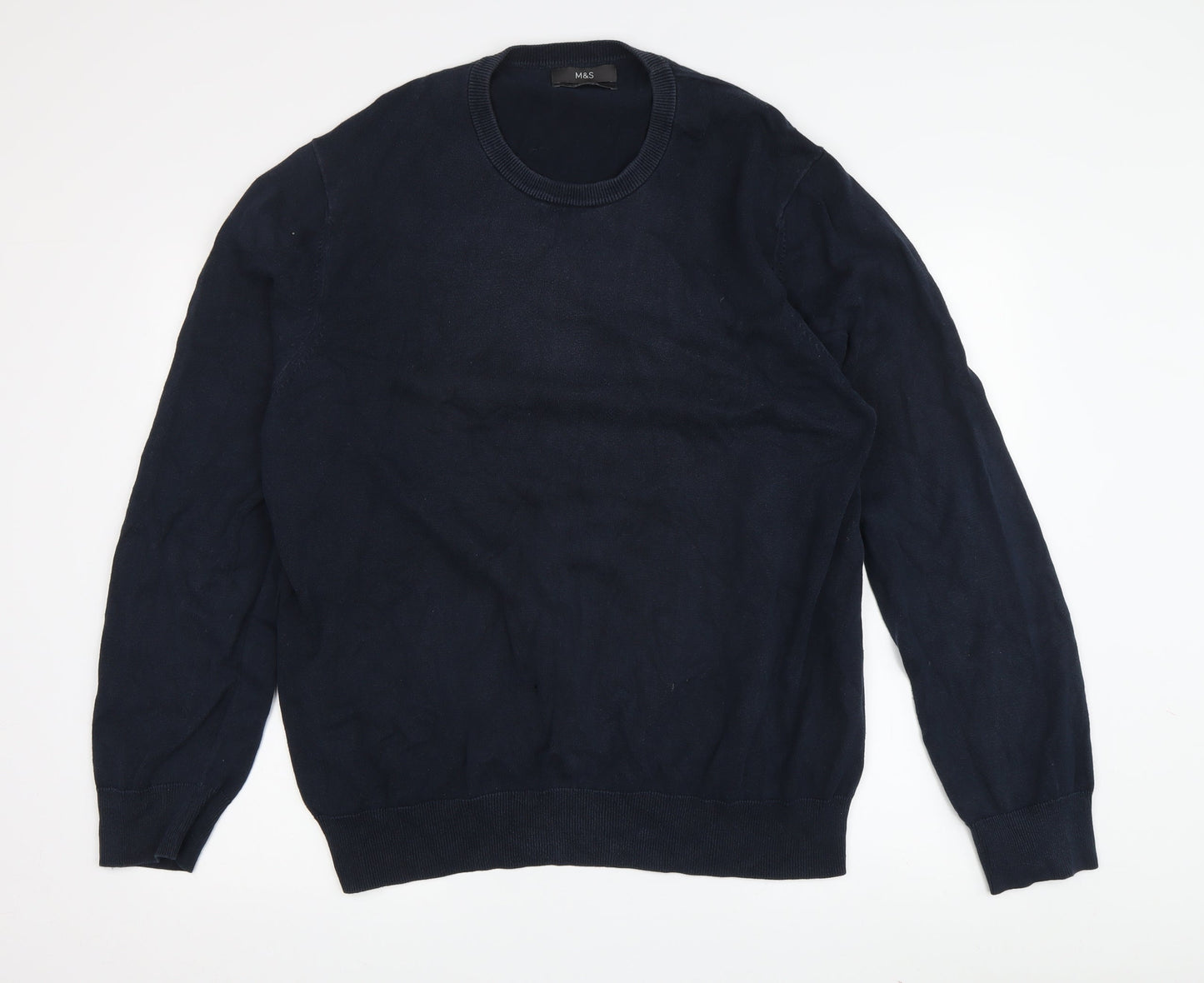 Marks and Spencer Men's Blue Cotton Pullover XL