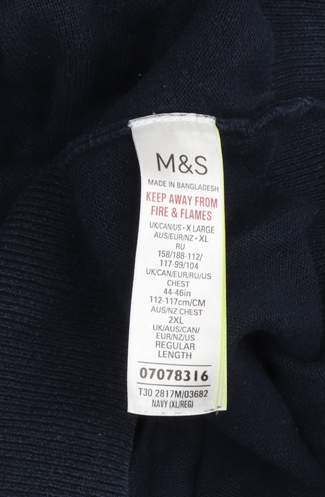 Marks and Spencer Men's Blue Cotton Pullover XL