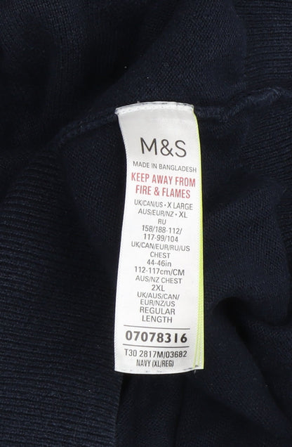 Marks and Spencer Men's Blue Cotton Pullover XL