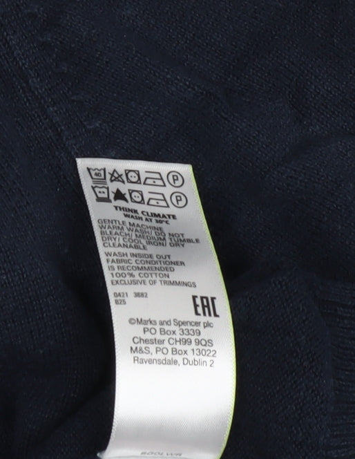 Marks and Spencer Men's Blue Cotton Pullover XL