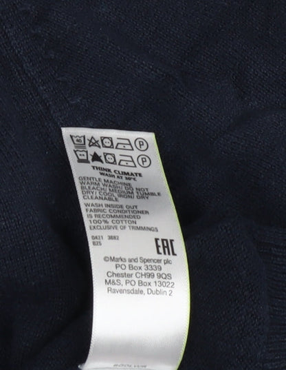 Marks and Spencer Men's Blue Cotton Pullover XL