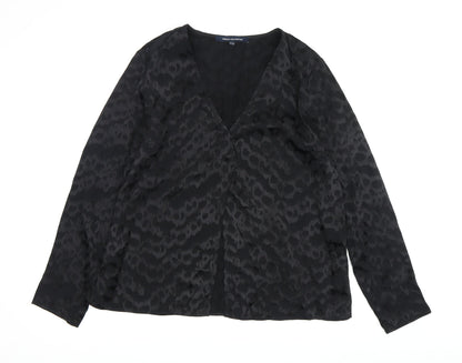 French Connection Women's Black Animal Print Blouse Size 14