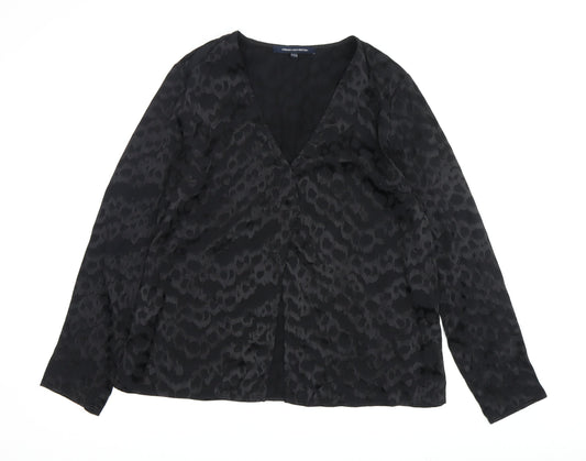 French Connection Women's Black Animal Print Blouse Size 14