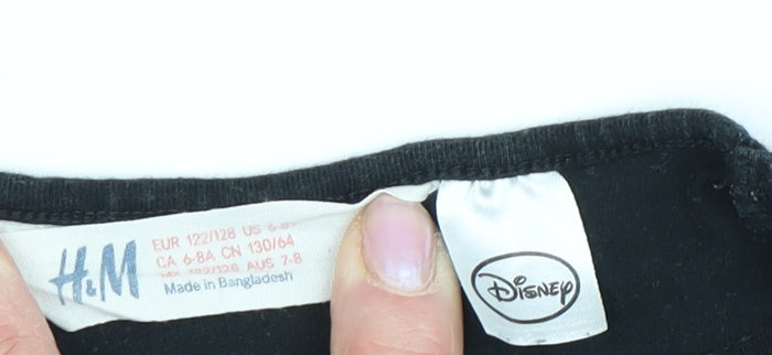 H&M Girls Black Minnie Mouse Long Sleeve T-Shirt Size 7-8