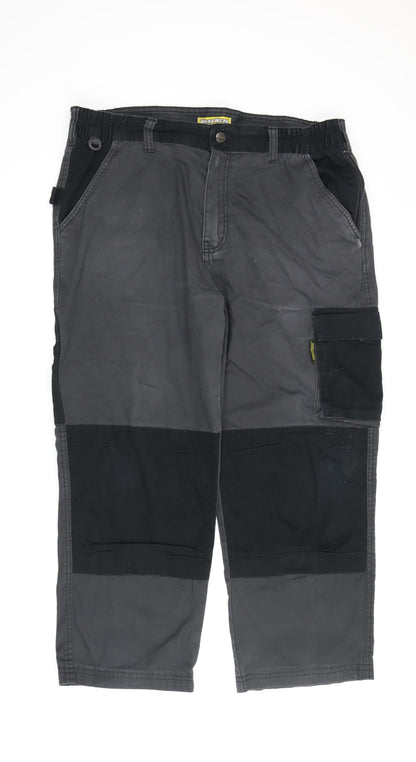 Workwear Men's Grey Cargo Trousers Size 38 Relaxed Fit