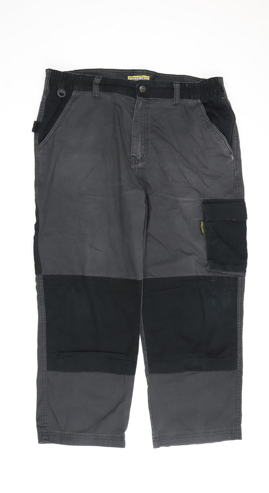 Workwear Men's Grey Cargo Trousers Size 38 Relaxed Fit