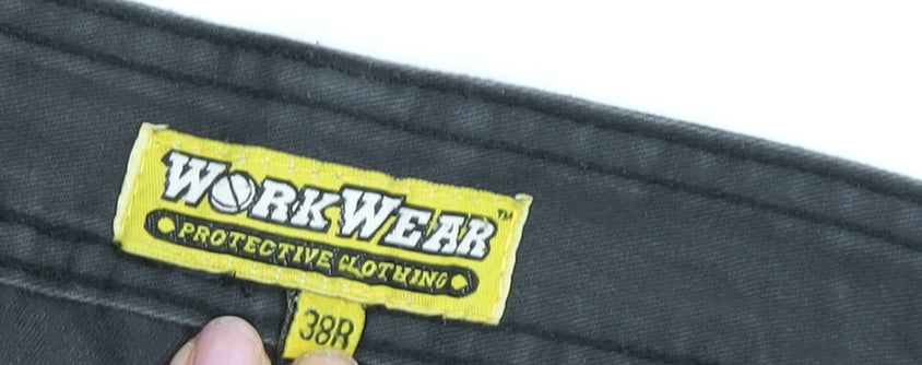 Workwear Men's Grey Cargo Trousers Size 38 Relaxed Fit