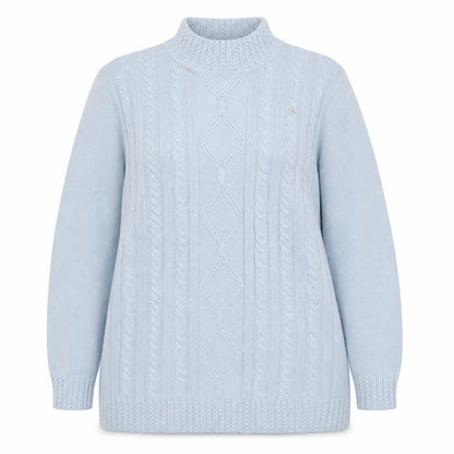 Daxon Women's Blue Cable-Knit Pullover Jumper Size 18